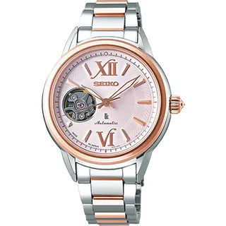 SEIKO 精工 / 4R38-01A0KS.SSA854J1 / Presage都會女伶機械不鏽鋼腕錶 銀x金框 34mm 歷史價格詳細信息