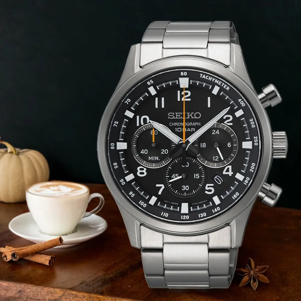 SEIKO精工 SSB417P1手錶 藍寶石 石英 黑色 幾何刻紋面 三眼日期 帆布真皮 男錶【錶飾精品】 歷史價格詳細信息