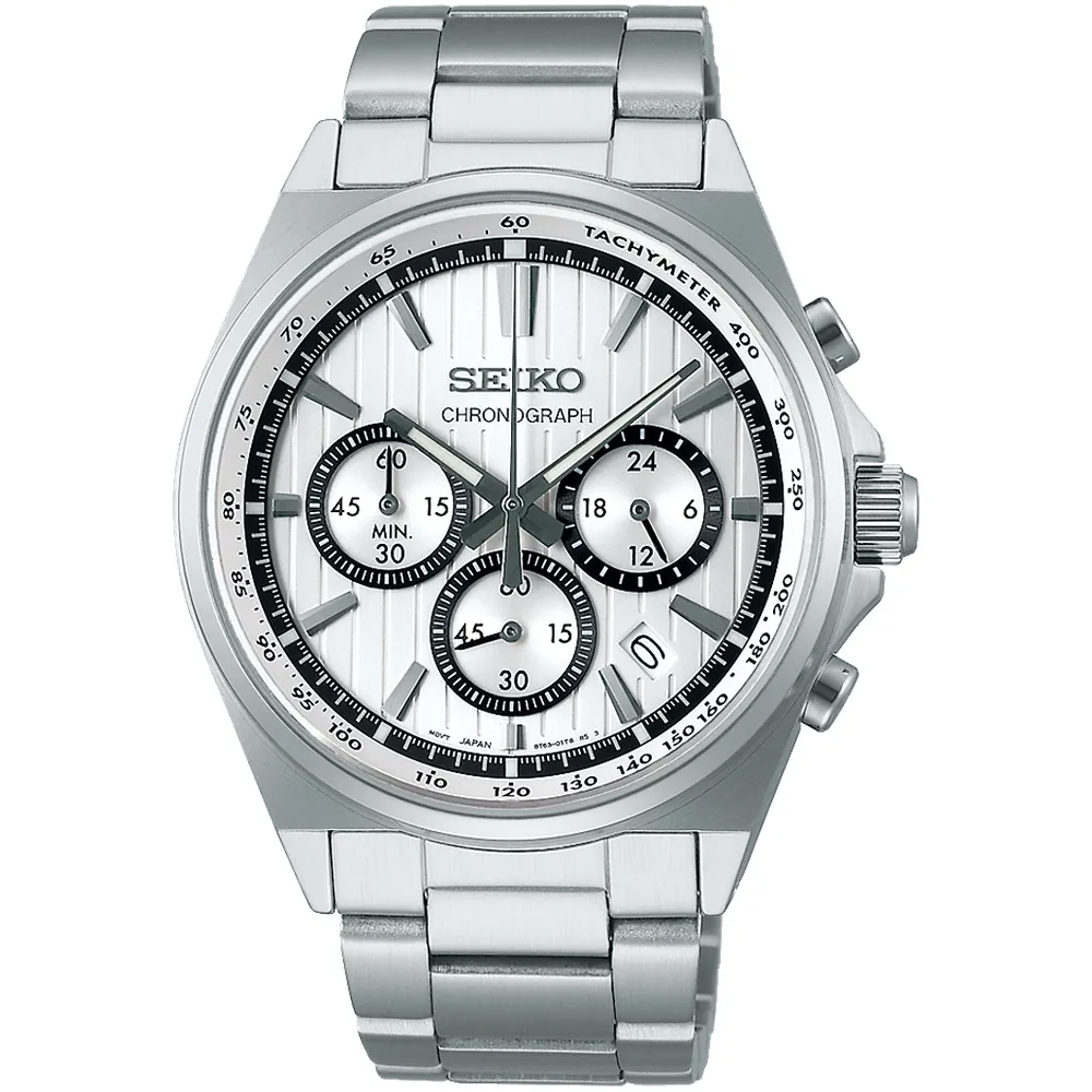 SEIKO 精工 CS 系列 SBTR041J 經典白面三眼計時男錶 8T67-00Y0B 41㎜ 歷史價格詳細信息