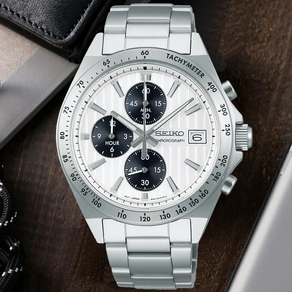 【SEIKO】精工 SBTR037J 賽車風格 鋼錶帶 三眼計時男錶 8T63-01T0SD 全黑 41mm 歷史價格詳細信息