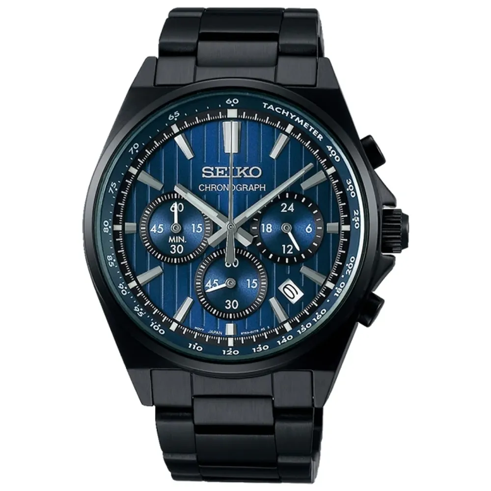 【SEIKO】精工 SBTR035J 賽車風格 鋼錶帶 三眼計時男錶 8T63-01T0U 藍/黑 41mm 歷史價格詳細信息