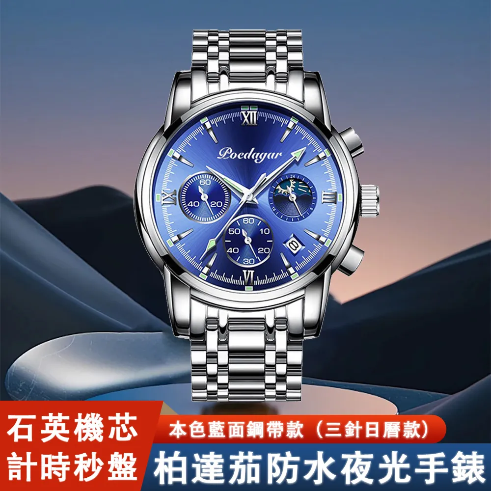 鋼帶石英錶 夜光日曆防水手錶 超薄雙蝴蝶扣石英錶 時尚休閒商務男錶【CICI穿搭設計室】 歷史價格詳細信息