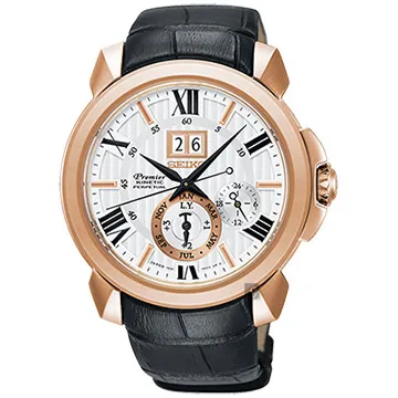 SEIKO 精工 / 7D56-0AG0B.SNP161J1 / Premier 人動電能 萬年曆 防水100米 不鏽鋼手錶 藍色 43mm 歷史價格詳細信息