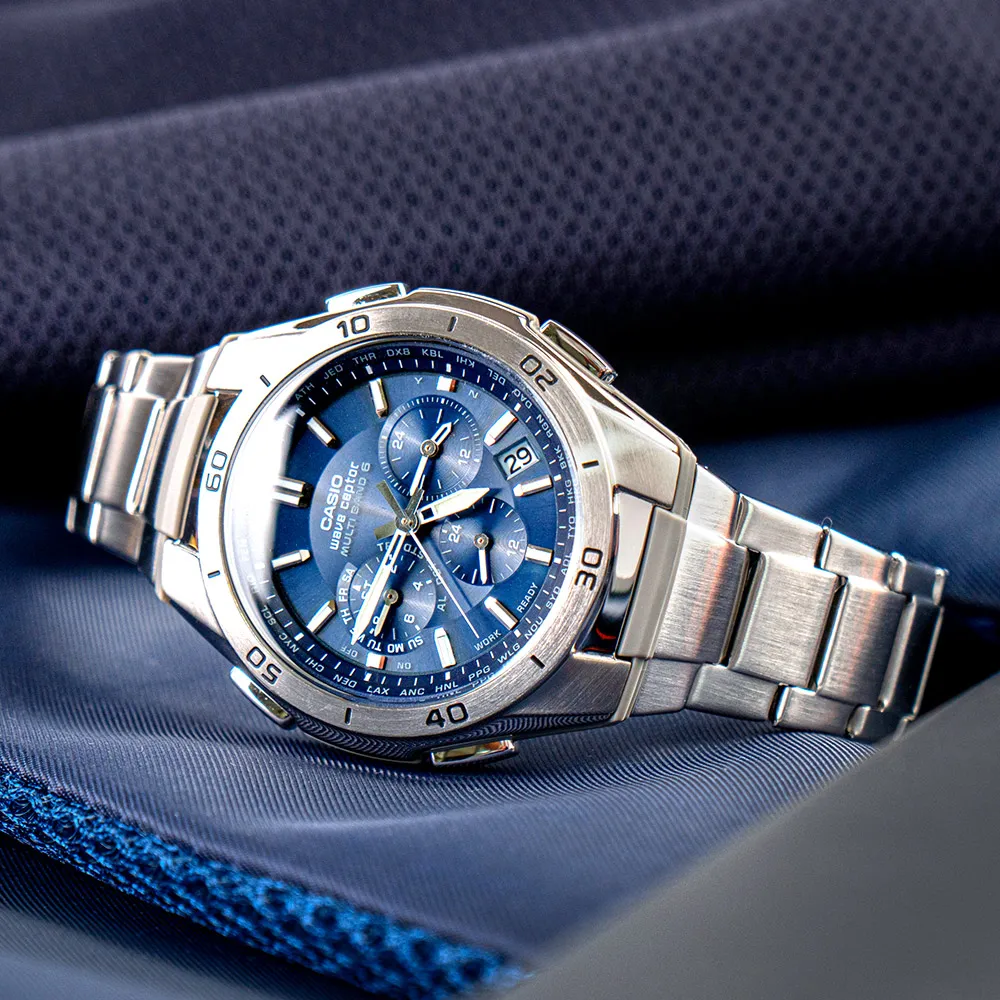 【CASIO 卡西歐】日本限定 潮流時尚太陽能雙顯電波橡膠腕錶/黑x黃指針(WVA-M640B-1A2) 歷史價格詳細信息