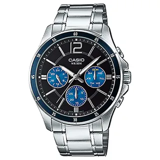 【CASIO】卡西歐不鏽鋼三眼手錶 MTP-1374D-2A 防水50米 台灣卡西歐保固一年 歷史價格詳細信息