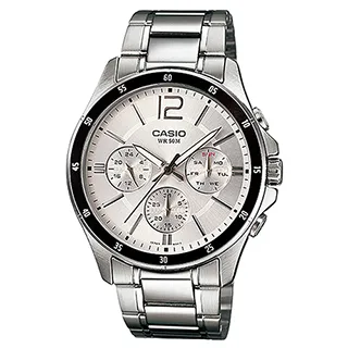 【CASIO】卡西歐不鏽鋼三眼手錶 MTP-1374D-2A 防水50米 台灣卡西歐保固一年 歷史價格詳細信息