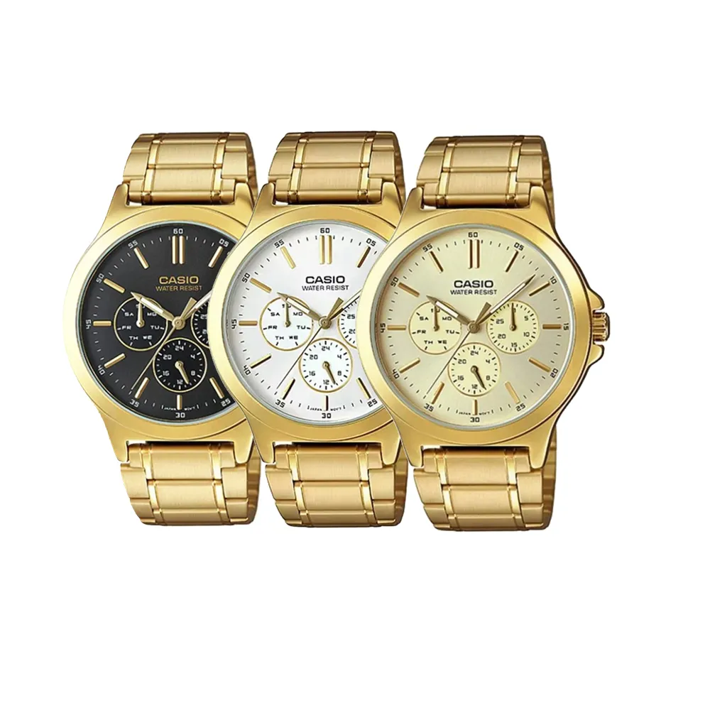 【CASIO】卡西歐不鏽鋼三眼手錶 MTP-1374D-2A 防水50米 台灣卡西歐保固一年 歷史價格詳細信息