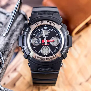 【G-SHOCK】 AW-590-1A 雙顯金屬圈系列/46mm/消光黑x銀【第一鐘錶眼鏡】 歷史價格詳細信息