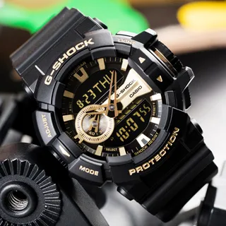 【G-SHOCK】GA-400GB-1A9 雙顯金屬光澤系列/52mm/黑x金【第一鐘錶眼鏡】 歷史價格詳細信息