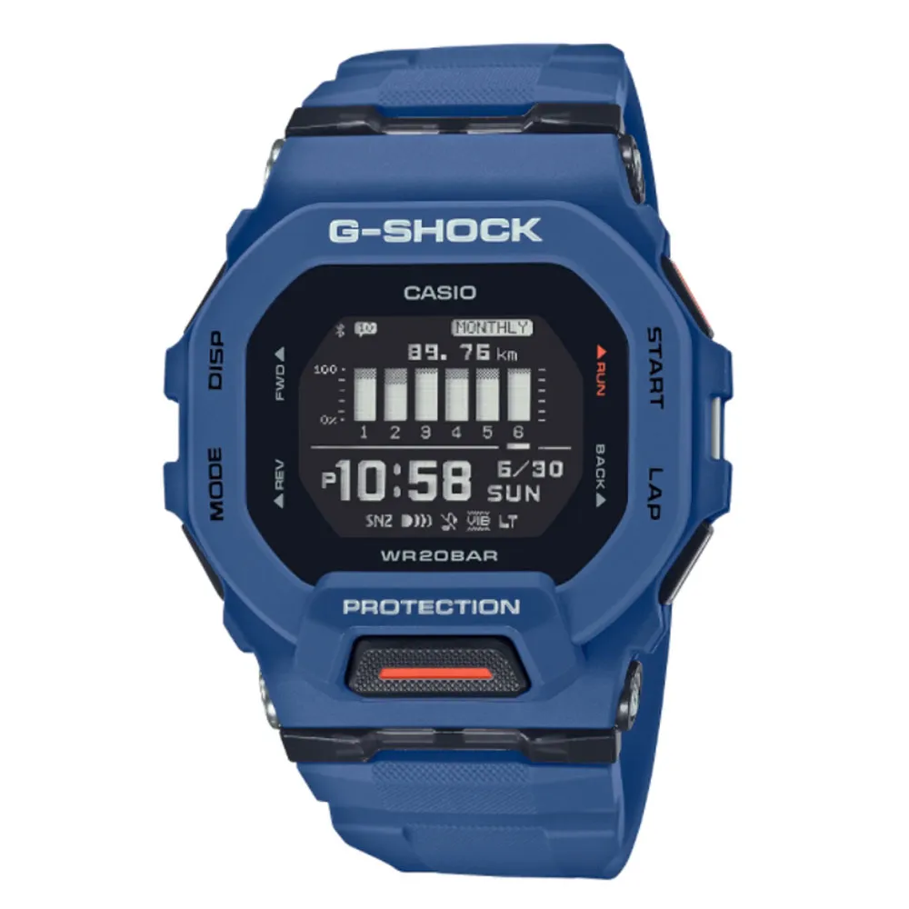 CASIO 卡西歐 G-SHOCK 纖薄運動系藍芽計時手錶-海軍藍 GBD-200-2 歷史價格詳細信息