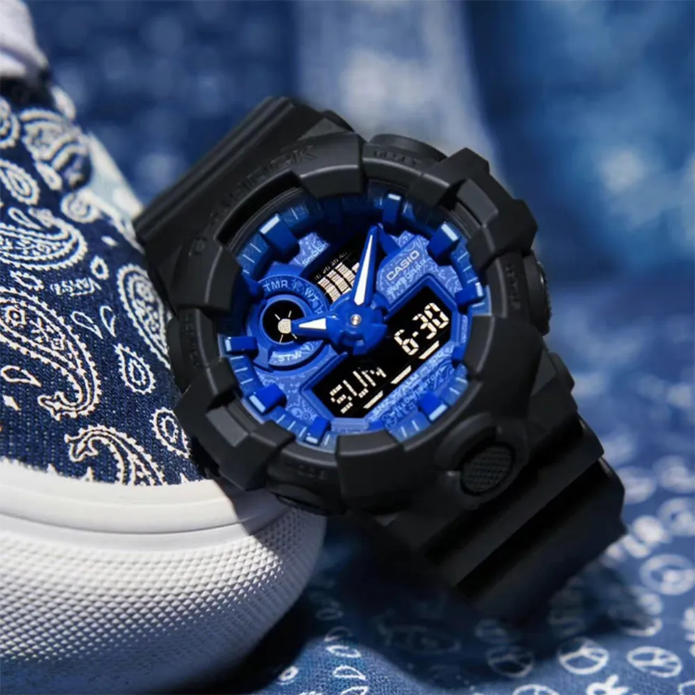 CASIO卡西歐 G-SHOCK 變形蟲錶盤 大膽藍黑配色雙顯錶 (GA-700BP-1A) 歷史價格詳細信息