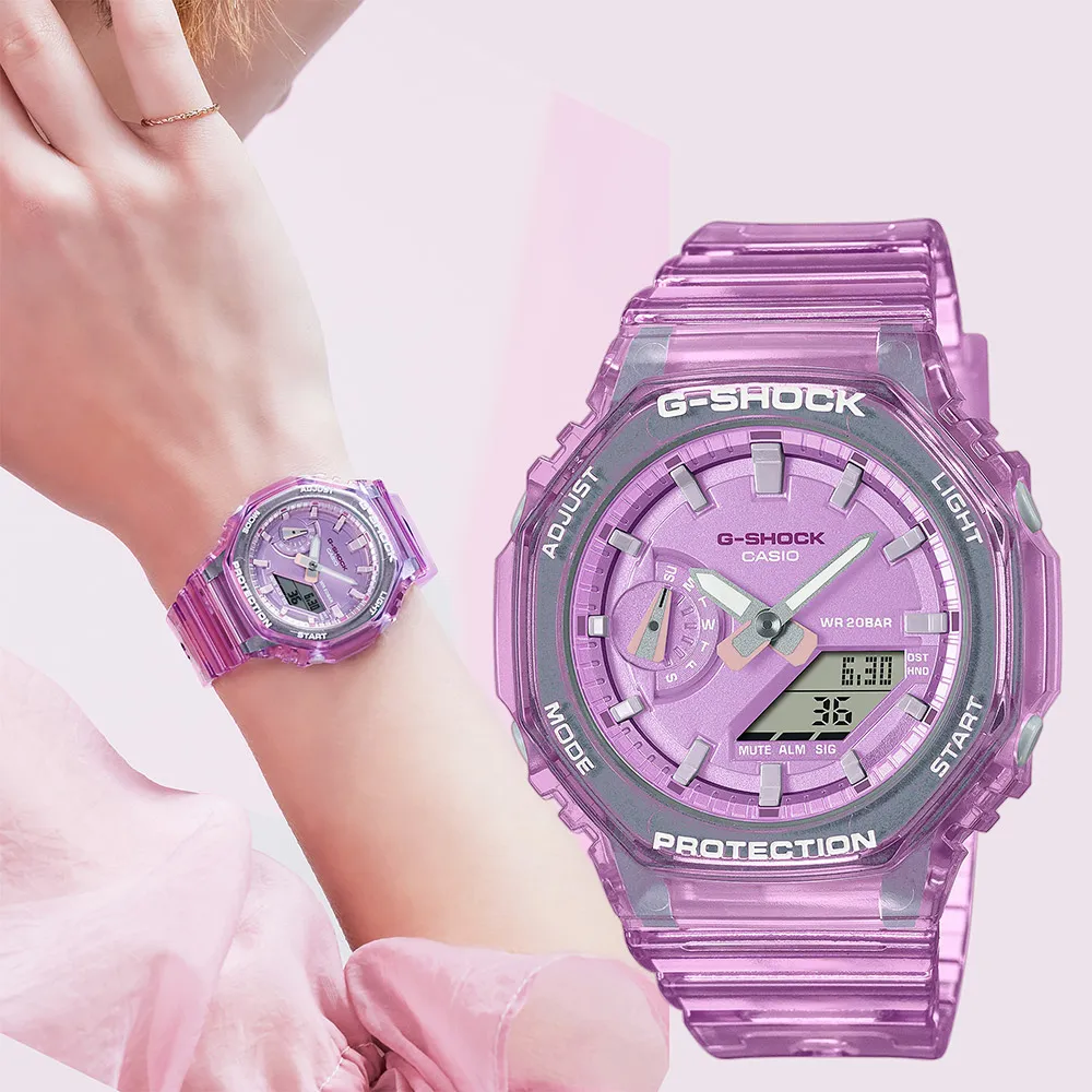 CASIO 卡西歐 G-SHOCK 女錶 八角農家橡樹 半透明雙顯手錶-透黑(GMA-S2100SK-1A) 歷史價格詳細信息