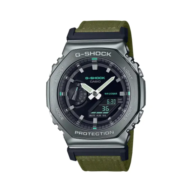 G-SHOCK CASIO / GM-2100CB-3A / 卡西歐 軍事風格 八角金屬 帆布手錶 黑x灰框x軍綠 45mm 歷史價格詳細信息