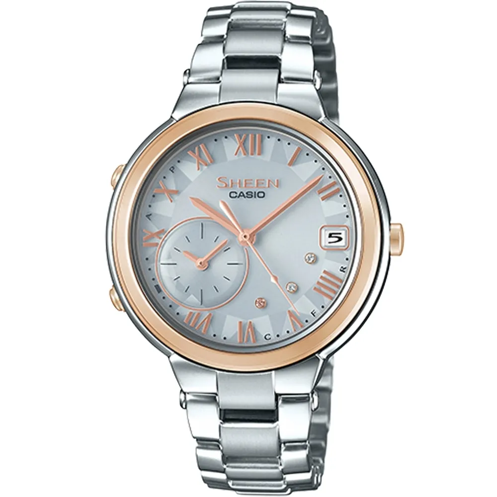 【CASIO 卡西歐】 SHEEN 藍牙時尚手錶(藍x玫瑰金 SHB-200SG-7A) 歷史價格詳細信息