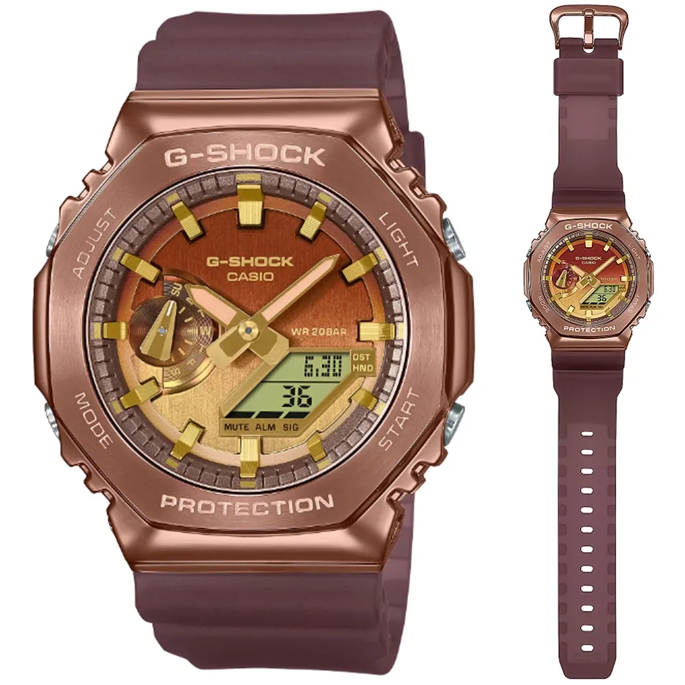 CASIO 卡西歐 G-SHOCK 沙漠越野 金屬錶殼霧面半透明大圓雙顯錶-灰紫紅(GM-110CL-6A) 歷史價格詳細信息