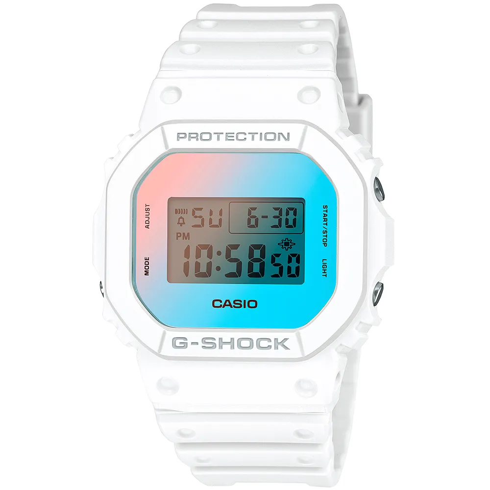【CASIO】G-SHOCK 經典方形設計螢光透視休閒錶-藍綠 (DW-5600LS-2) 歷史價格詳細信息