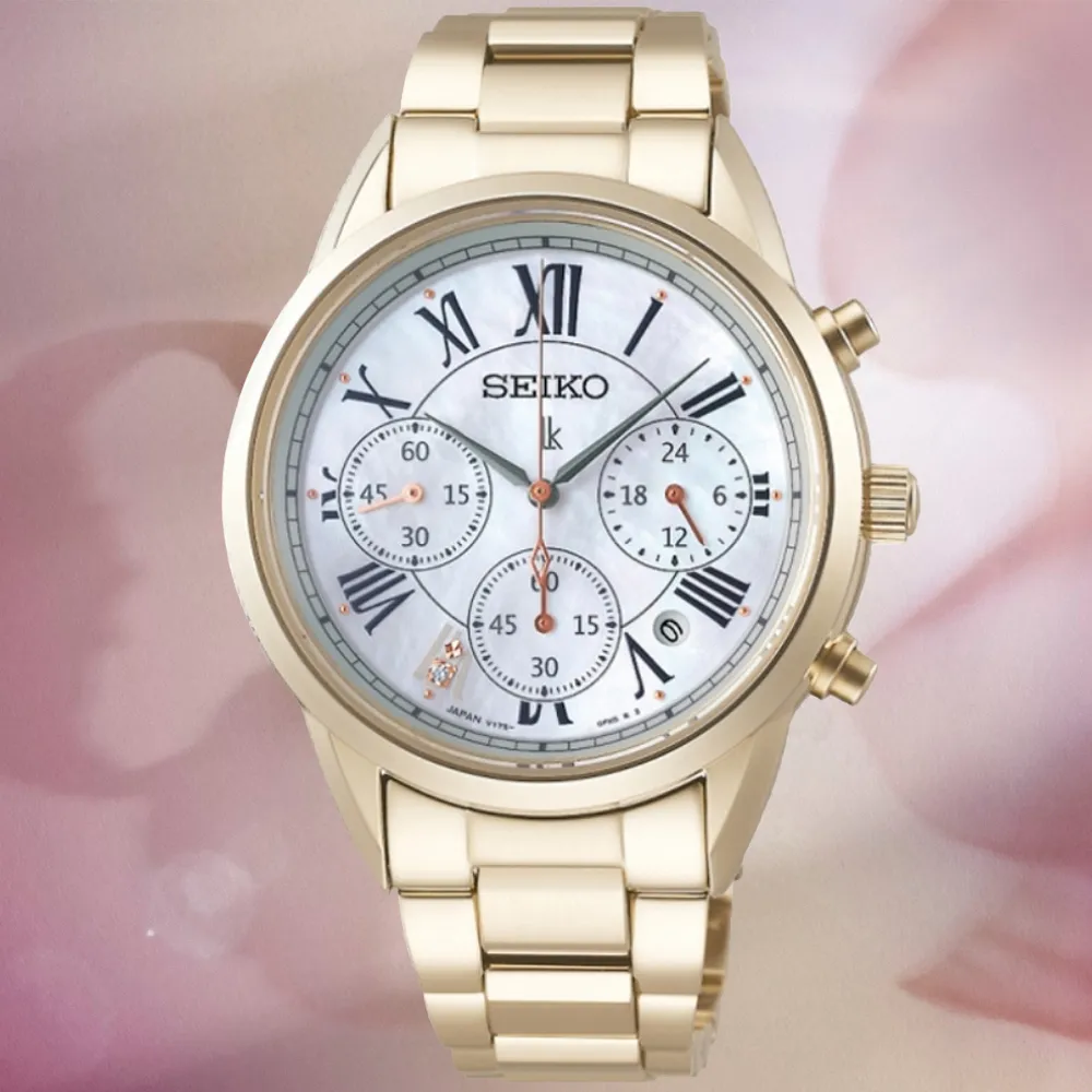 SEIKO 精工 Lukia系列 太陽能 珍珠母貝 真鑽腕錶 33.9mm (V147-0CR0K/SUT394J1) 歷史價格詳細信息