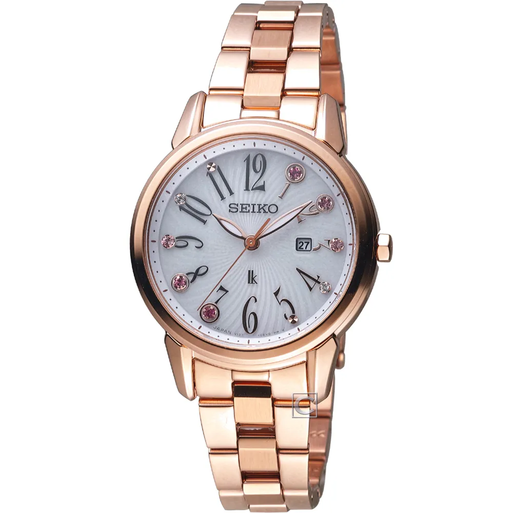 SEIKO 精工 / V137-0CT0G.SUT346J1 / Premier藍寶石水晶太陽能日期不鏽鋼手錶 銀色 31mm 歷史價格詳細信息