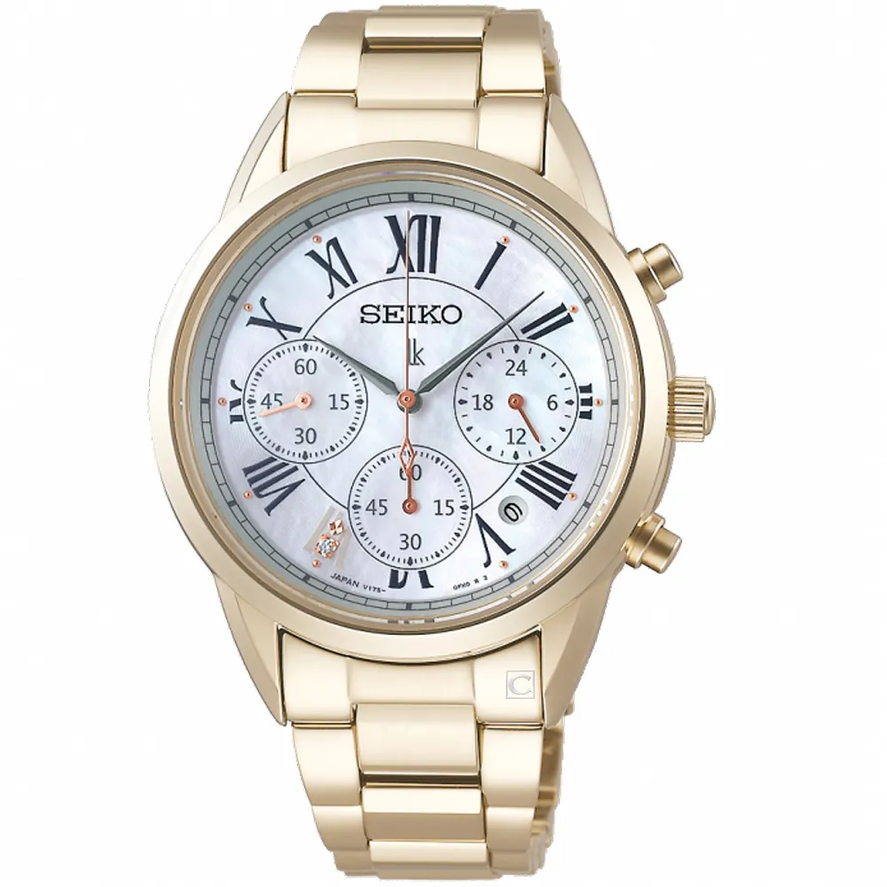 SEIKO SSC822J1《LUKIA系列 廣告款》36mm/光動能三眼計時款/貝殼面+真鑽/玫瑰金【第一鐘錶】 歷史價格詳細信息