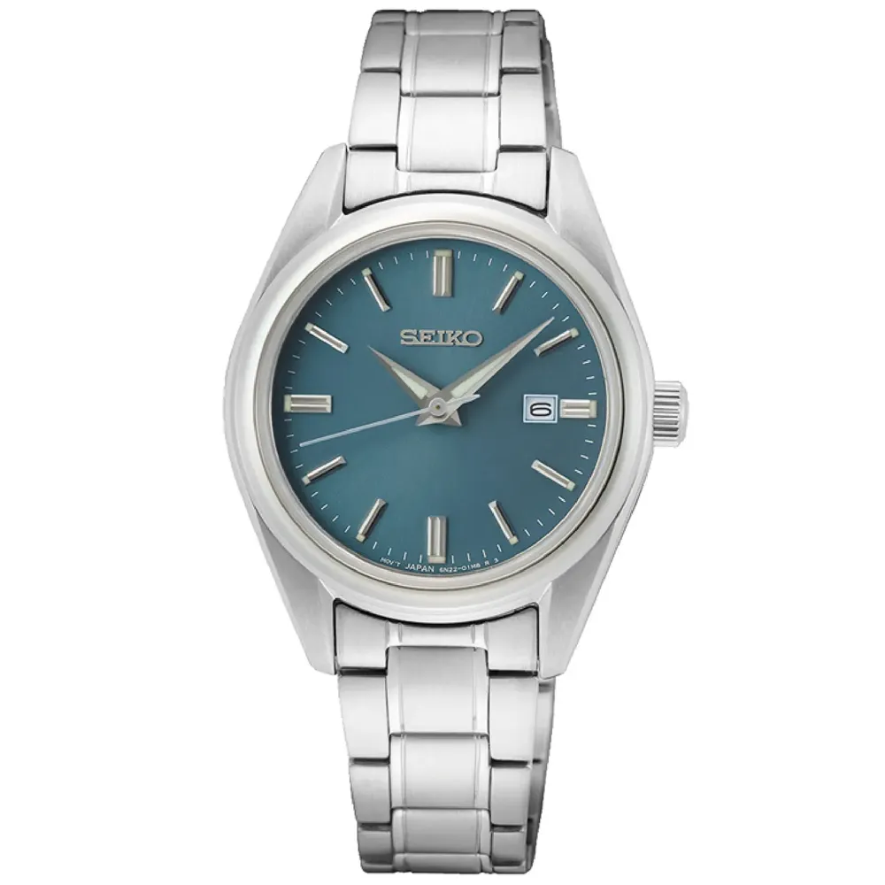 SEIKO 精工 / 6N22-00N0U.SUR521P1 / 簡約時尚 放射紋錶盤 日期 不鏽鋼手錶 棕x鍍黑 30mm 歷史價格詳細信息