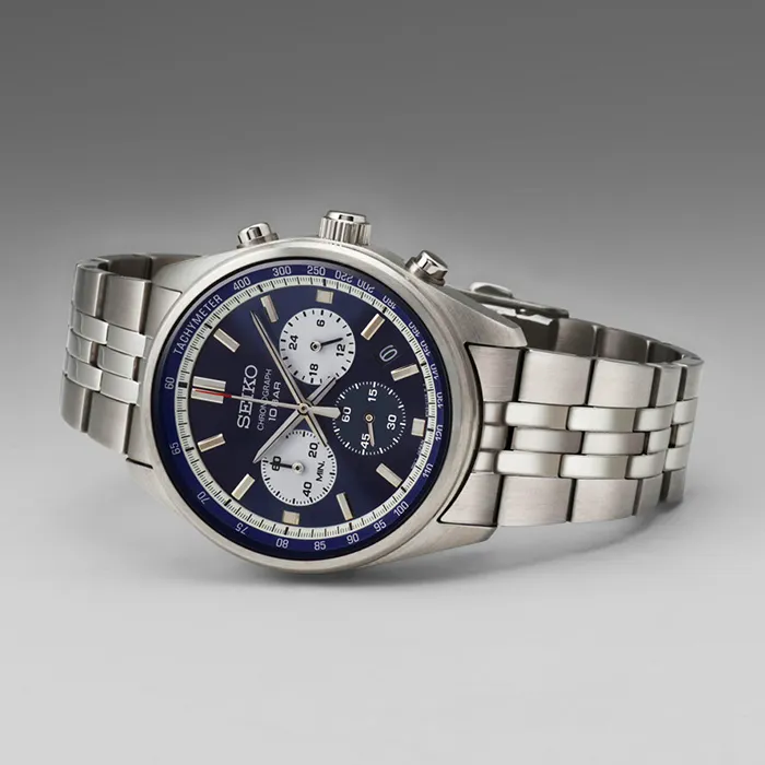 SEIKO精工 SSB417P1手錶 藍寶石 石英 黑色 幾何刻紋面 三眼日期 帆布真皮 男錶【錶飾精品】 歷史價格詳細信息