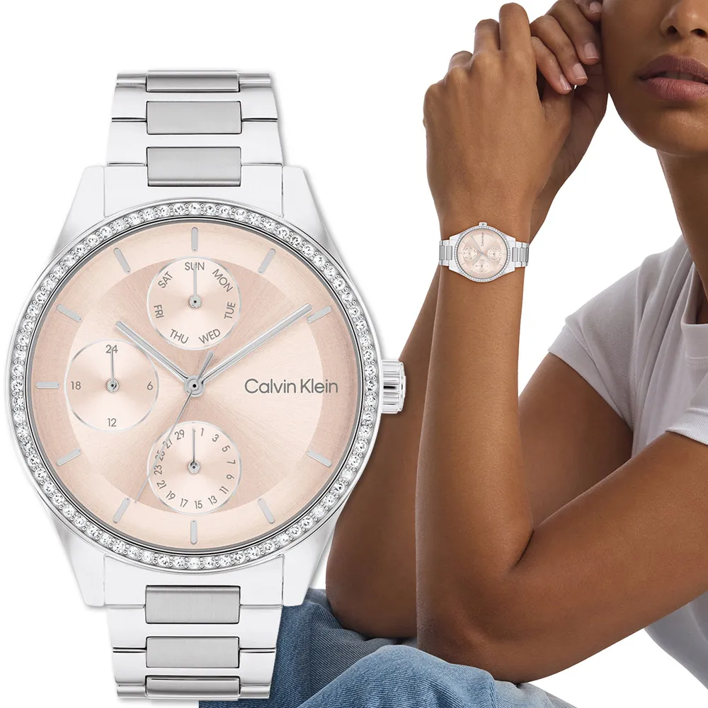 Calvin Klein_日系時尚•獨特逆跳式三眼計時腕錶_黑〈K7731104〉 歷史價格詳細信息