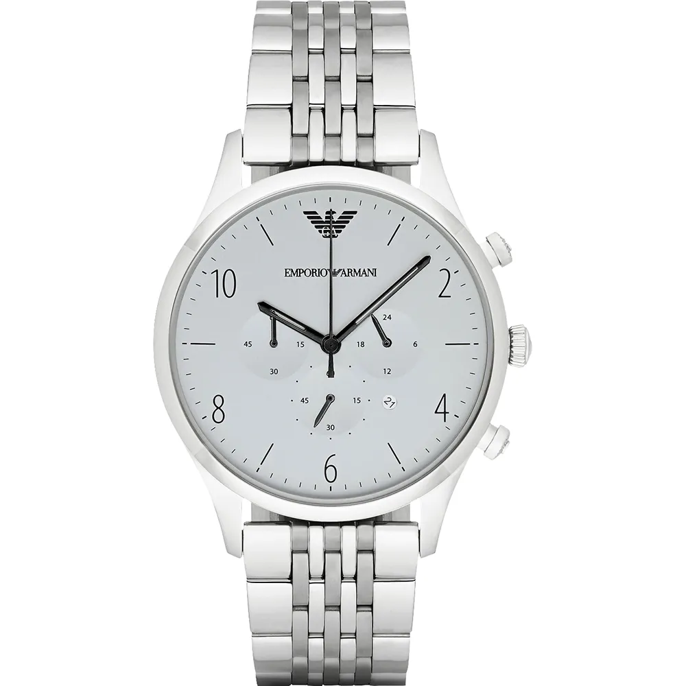 Emporio Armani Classic 王者時尚家三眼計時腕錶-黑x銀/43mm  (AR2434) 歷史價格詳細信息