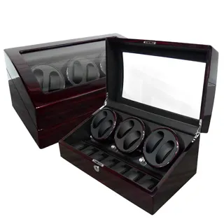 機械錶自動上鍊盒 1旋1入錶座轉動 無門 黑檀木皮 - 深褐x黑 #SKW140P01-BB 歷史價格詳細信息