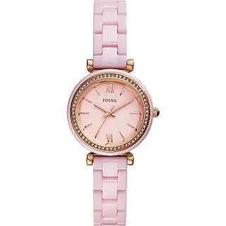 FOSSIL Carlie 清新花卉鑽圈女錶 藍色繽紛皮帶錶 ES5188 歷史價格詳細信息