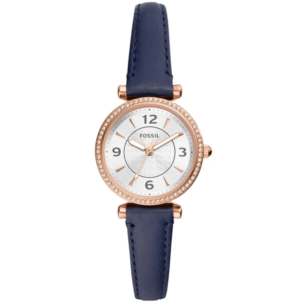 FOSSIL Carlie 清新花卉鑽圈女錶 藍色繽紛皮帶錶 ES5188 歷史價格詳細信息