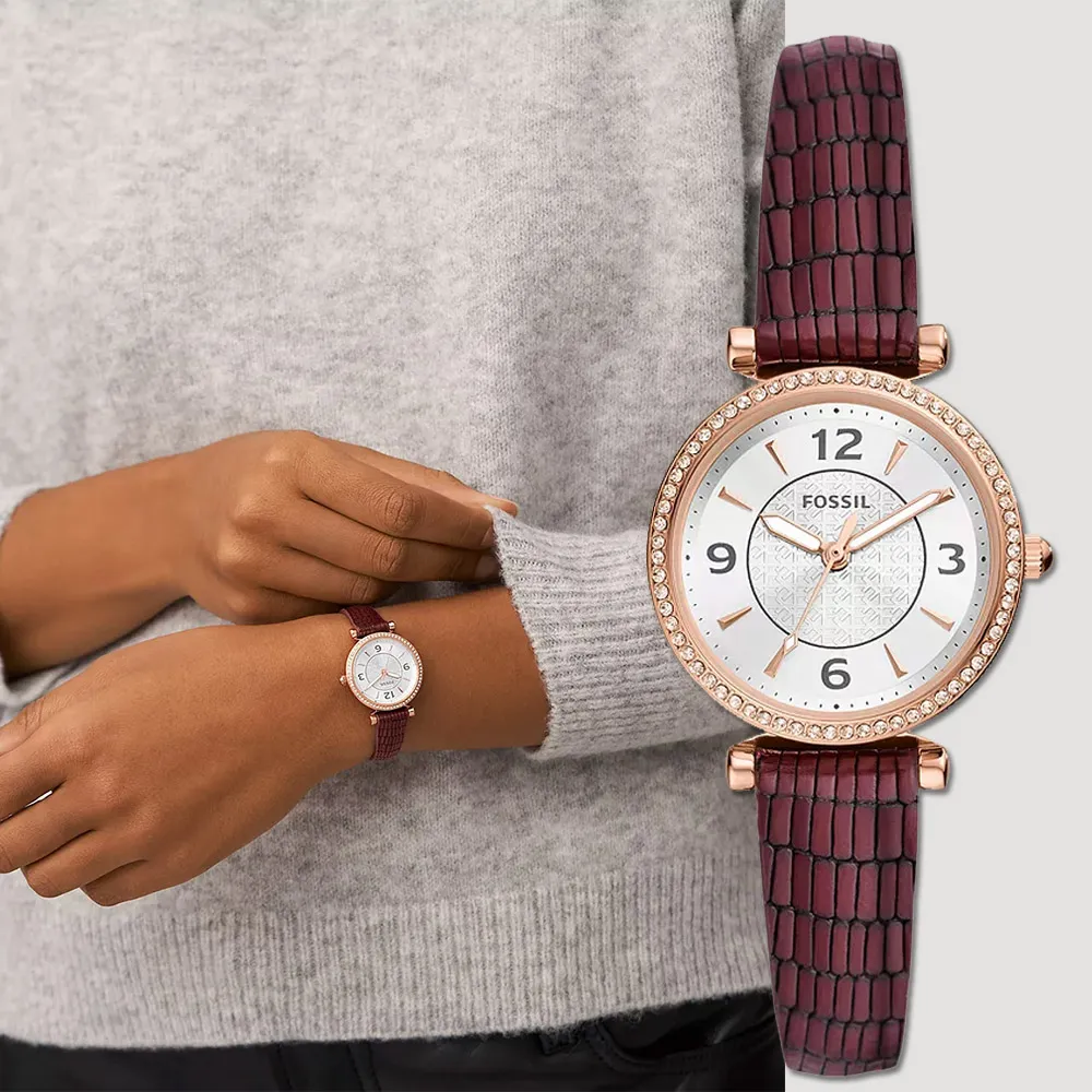 FOSSIL Carlie 清新花卉鑽圈女錶 藍色繽紛皮帶錶 ES5188 歷史價格詳細信息