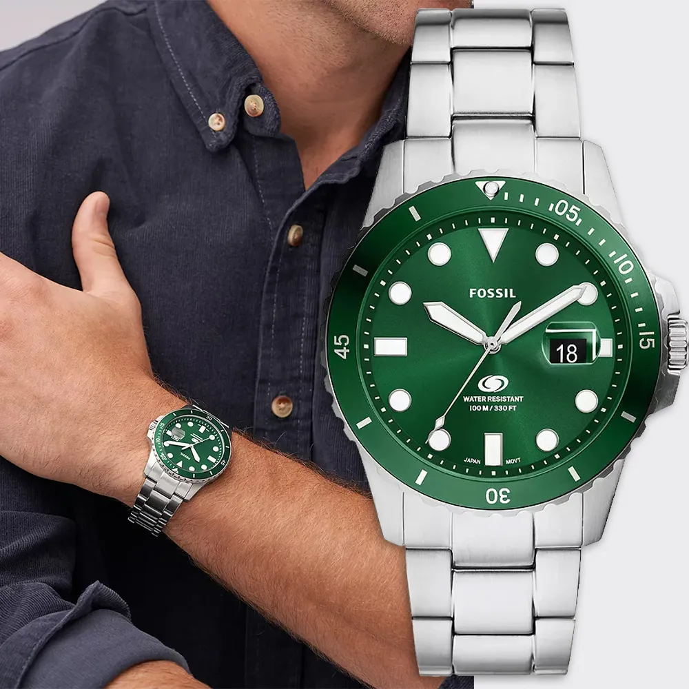 FOSSIL Blue Dive 潛水晶鑽女錶-綠/36mm ES5371 歷史價格詳細信息