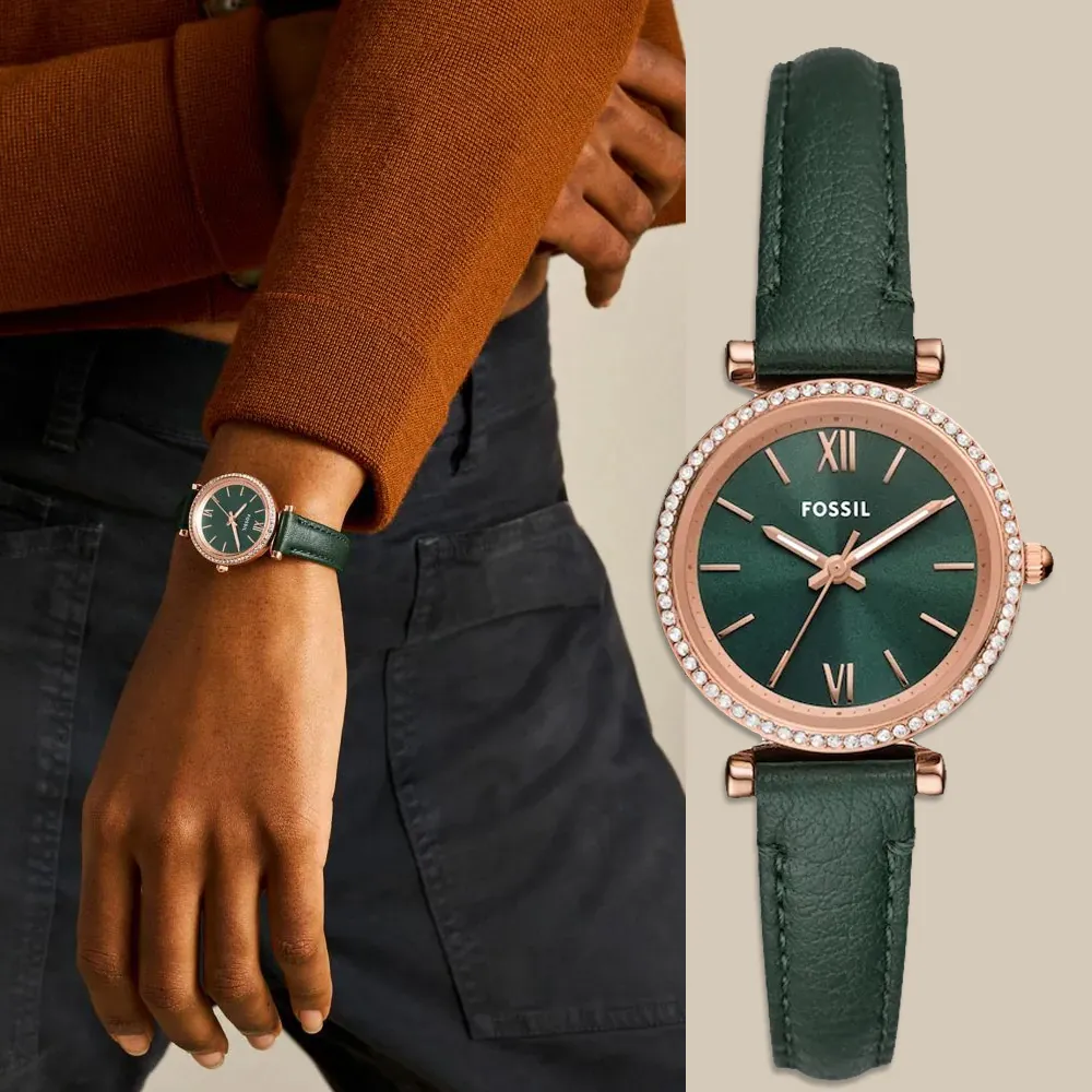 FOSSIL Carlie 清新花卉鑽圈女錶 藍色繽紛皮帶錶 ES5188 歷史價格詳細信息