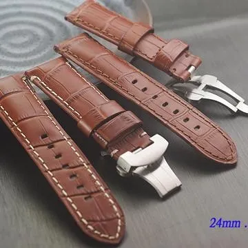 Panerai 沛納海進口高級代用錶帶 Ｔed Su 法國軍帶 26*26--棕色車同皮色線 直版 歷史價格詳細信息