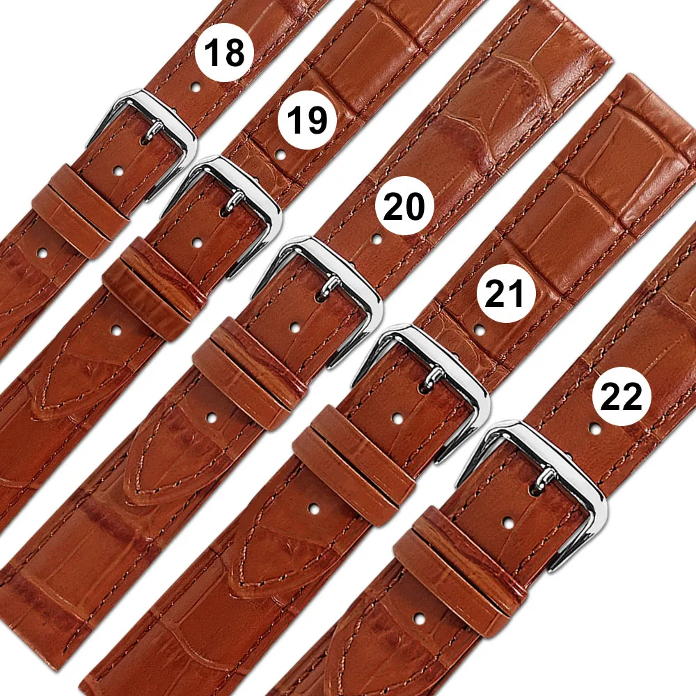 Watchband / 19.21.22.23.24mm / 各品牌通用 經典 中厚版 真皮錶帶 鍍黑不鏽鋼扣頭 黑色 歷史價格詳細信息