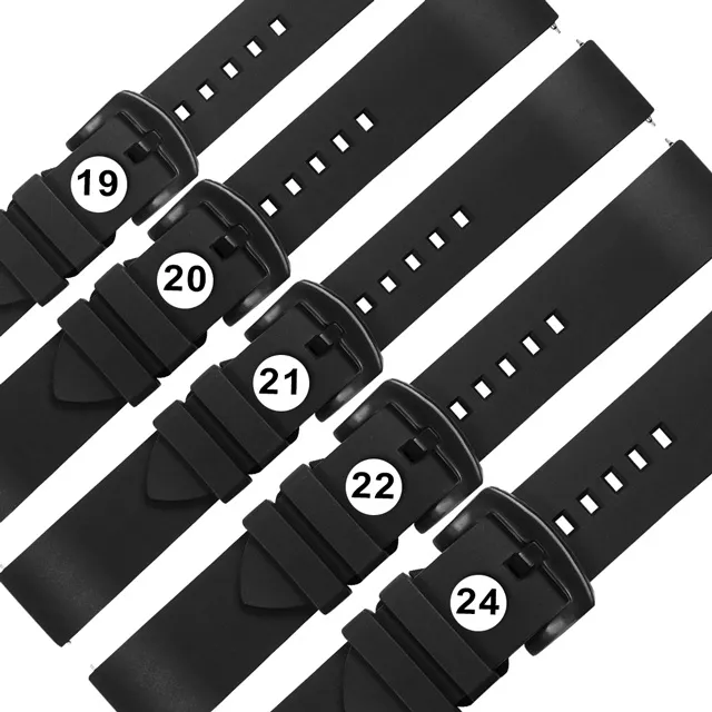 Watchband / 19.21.22.23.24mm / 各品牌通用 經典 中厚版 真皮錶帶 鍍黑不鏽鋼扣頭 黑色 歷史價格詳細信息