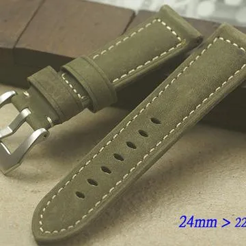 Panerai 沛納海進口高級代用錶帶 Ｔed Su 法國軍帶 26*26--棕色車同皮色線 直版 歷史價格詳細信息