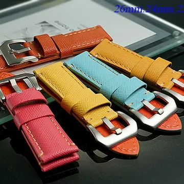 Panerai 沛納海進口高級代用錶帶 Ｔed Su 法國軍帶 26*26--棕色車同皮色線 直版 歷史價格詳細信息
