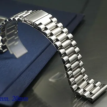 全新 不鏽鋼實心摺疊扣-三板金屬錶帶 ( 24mm.22mm.20mm.18mm ) 歷史價格詳細信息