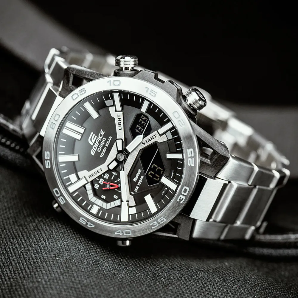 【CASIO 卡西歐】太陽能賽車計時雙顯錶 冷酷藍色 48.2mm(ECB-2200CB-2A) 歷史價格詳細信息