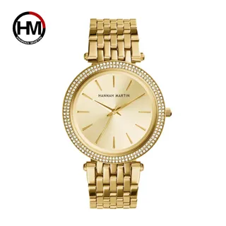 HANNAH MARTIN  勝利密碼裝飾三眼不鏽鋼腕錶(HM-1039-Y)黑x38mm 歷史價格詳細信息