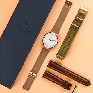 【Nordgreen】ND手錶 本真 40mm 玫瑰金殼×白面 深棕+極夜黑+北歐藍皮錶帶(NR40RGLEDBLBLLNA) 歷史價格詳細信息