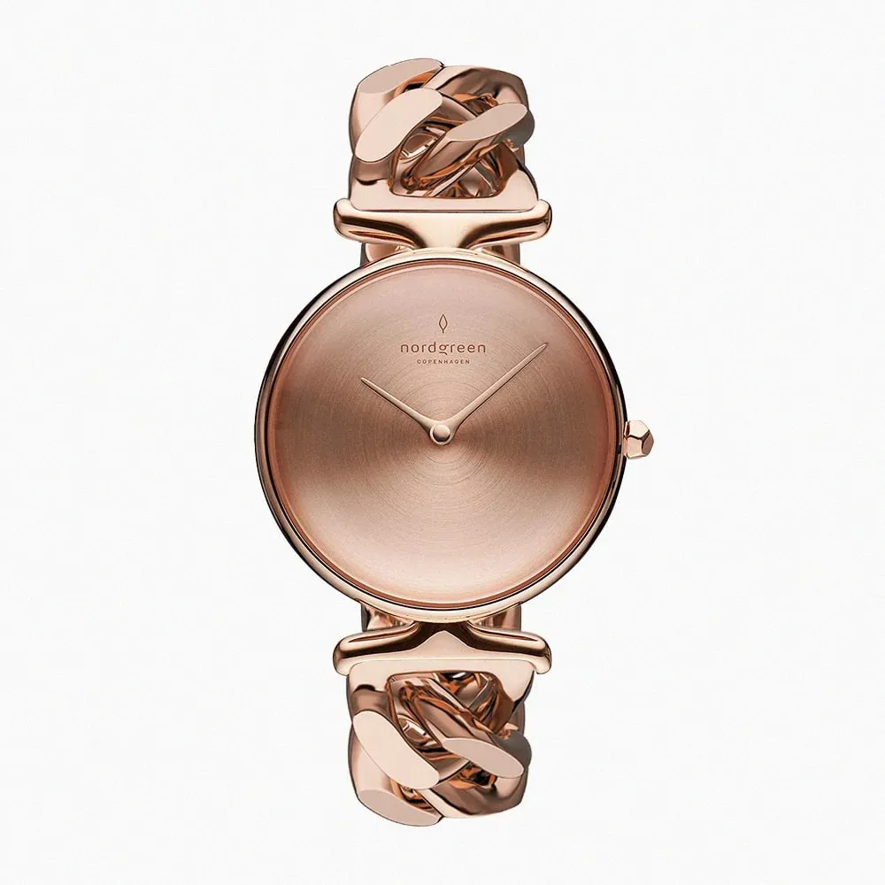 【Nordgreen】ND手錶 Unika 獨特 28mm 玫瑰金殼×黑面 極夜黑真皮錶帶(UN28RGLEBLBL) 歷史價格詳細信息