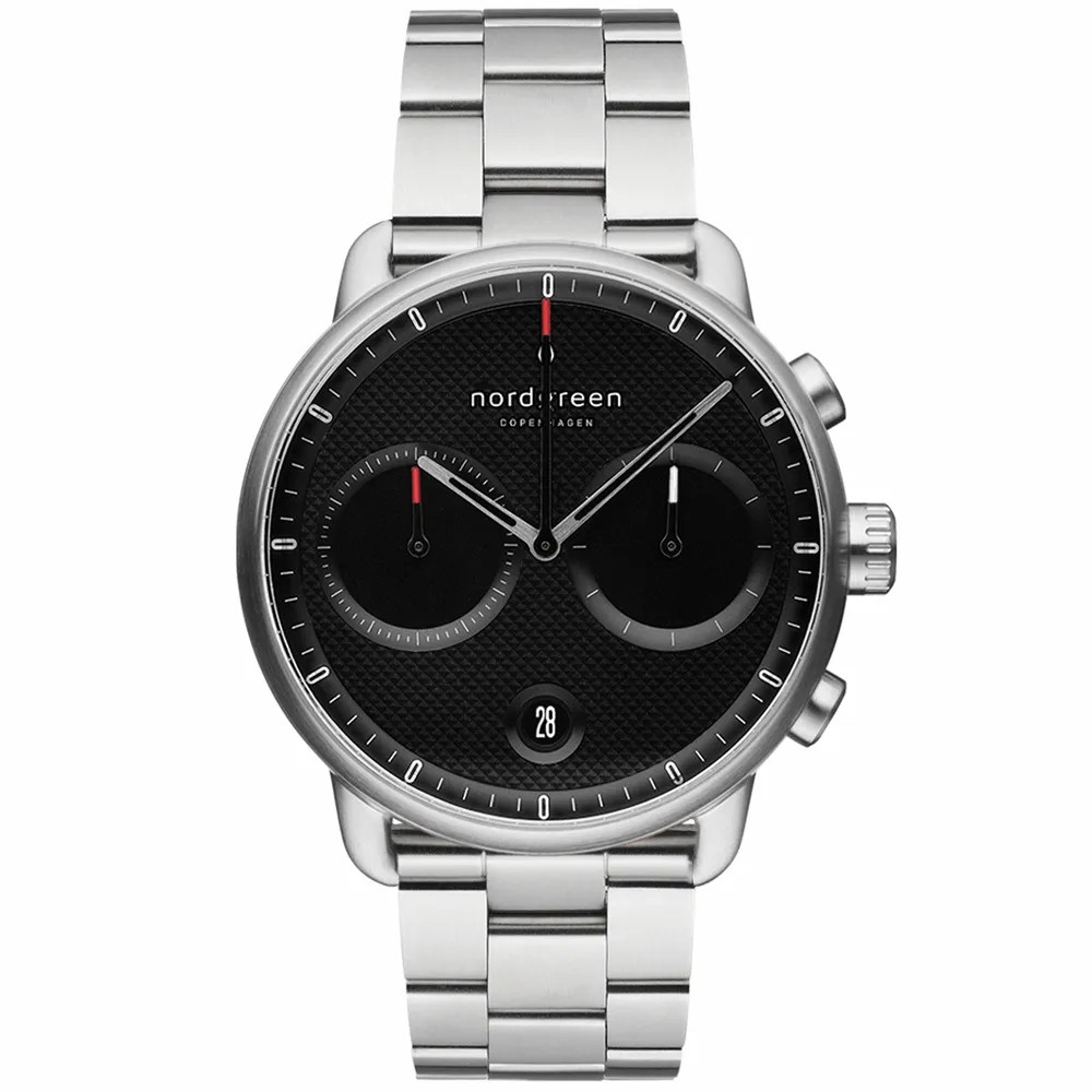 【Nordgreen】Pioneer-紋理黑錶盤計時腕錶 PI42BL3LBLTB 42mm 現代鐘錶 歷史價格詳細信息