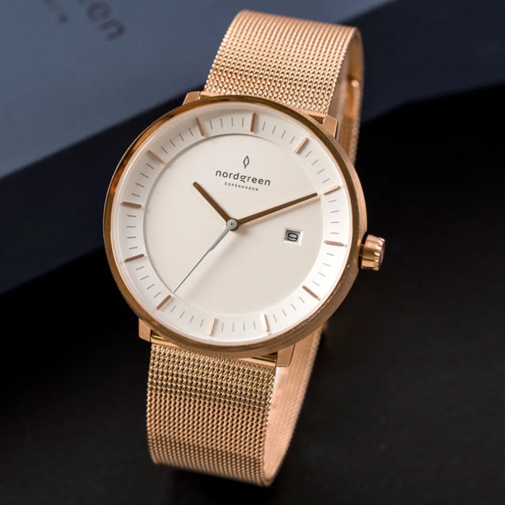 Nordgreen Philosopher - 玫瑰金框復古棕真皮36mm/40mm 歷史價格詳細信息