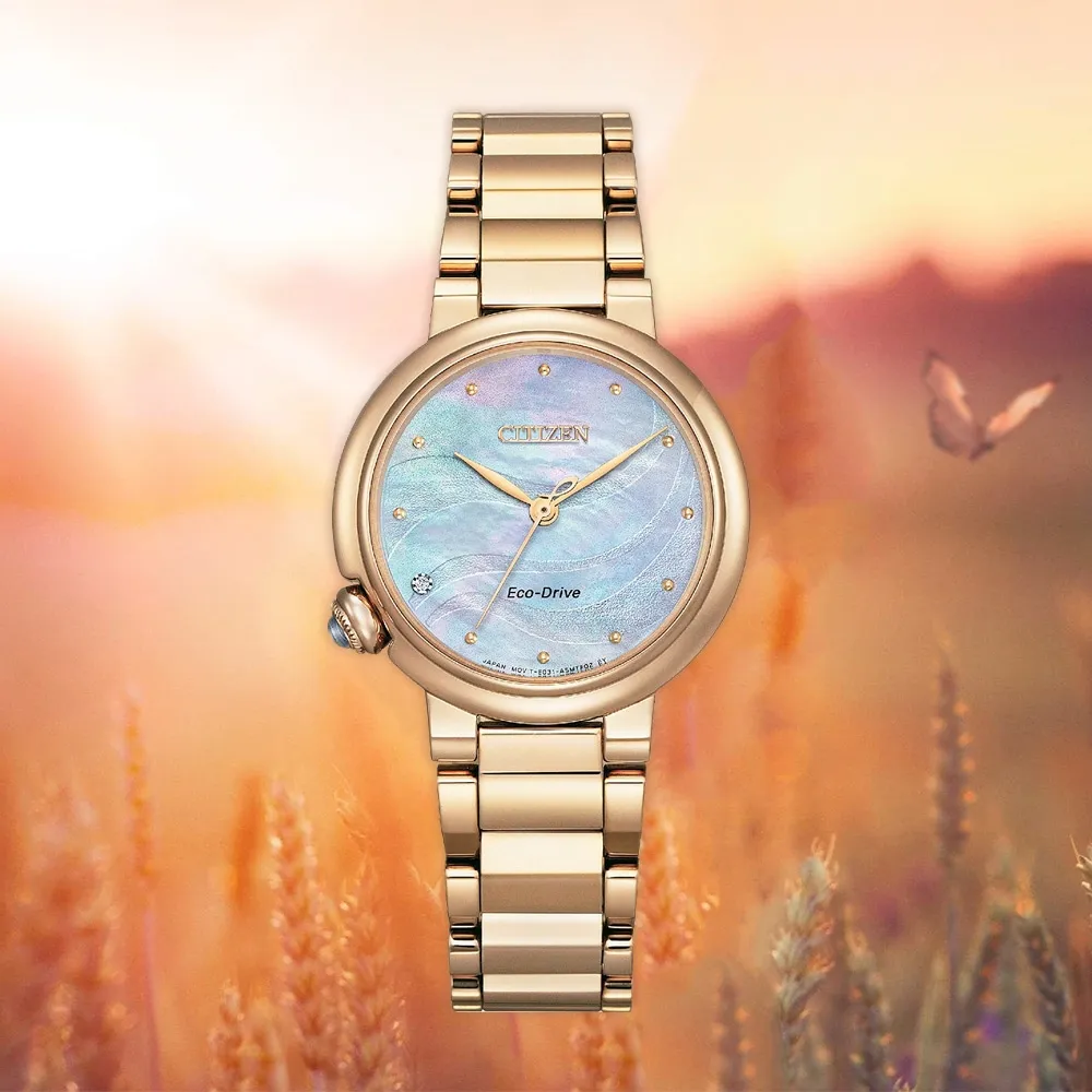 CITIZEN 星辰 光動能典雅晶鑽白蝶貝氣質腕錶/酒紅/34mm/EM0419-11D 歷史價格詳細信息