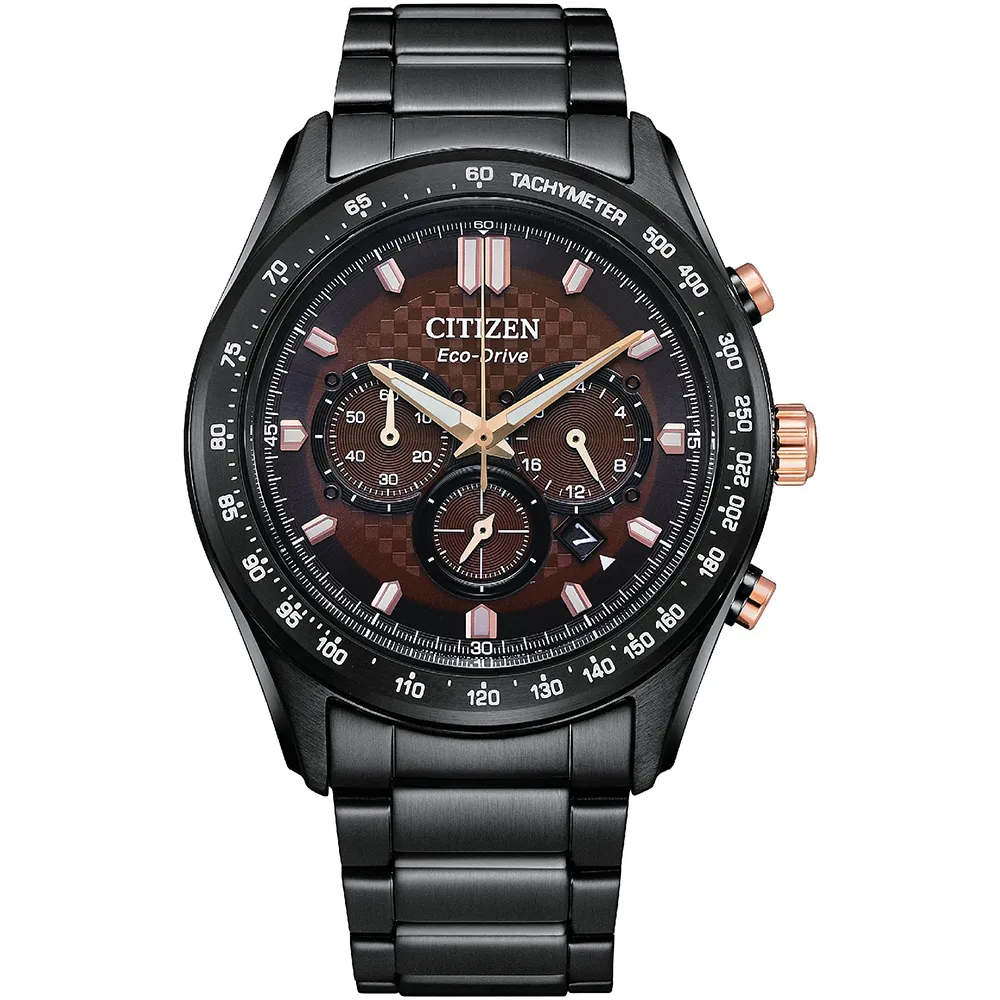 【CITIZEN】星辰 CA4534-81X 光動能 藍寶石鏡面 鋼錶帶 三眼計時男錶 棕/黑 43mm 歷史價格詳細信息
