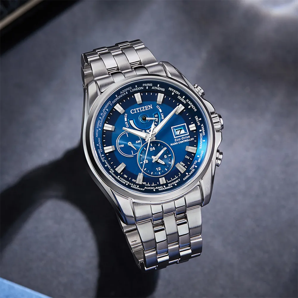 CITIZEN 星辰 亞洲限定款光動能萬年曆計時錶/藍X玫瑰金/43mm/BL5546-81L 歷史價格詳細信息