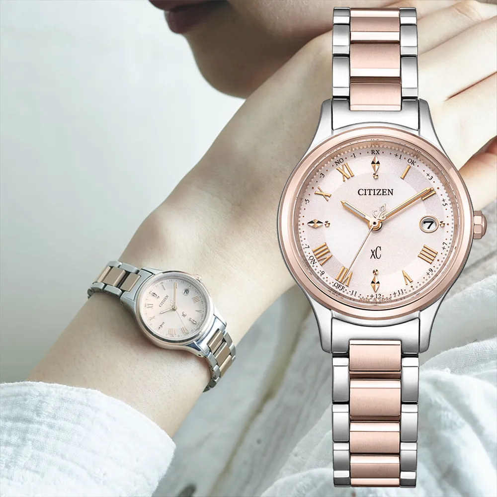CITIZEN 星辰 xC 限量款光動能白蝶貝鈦金屬電波錶/櫻花粉紅金/29mm/ES9467-62W 歷史價格詳細信息