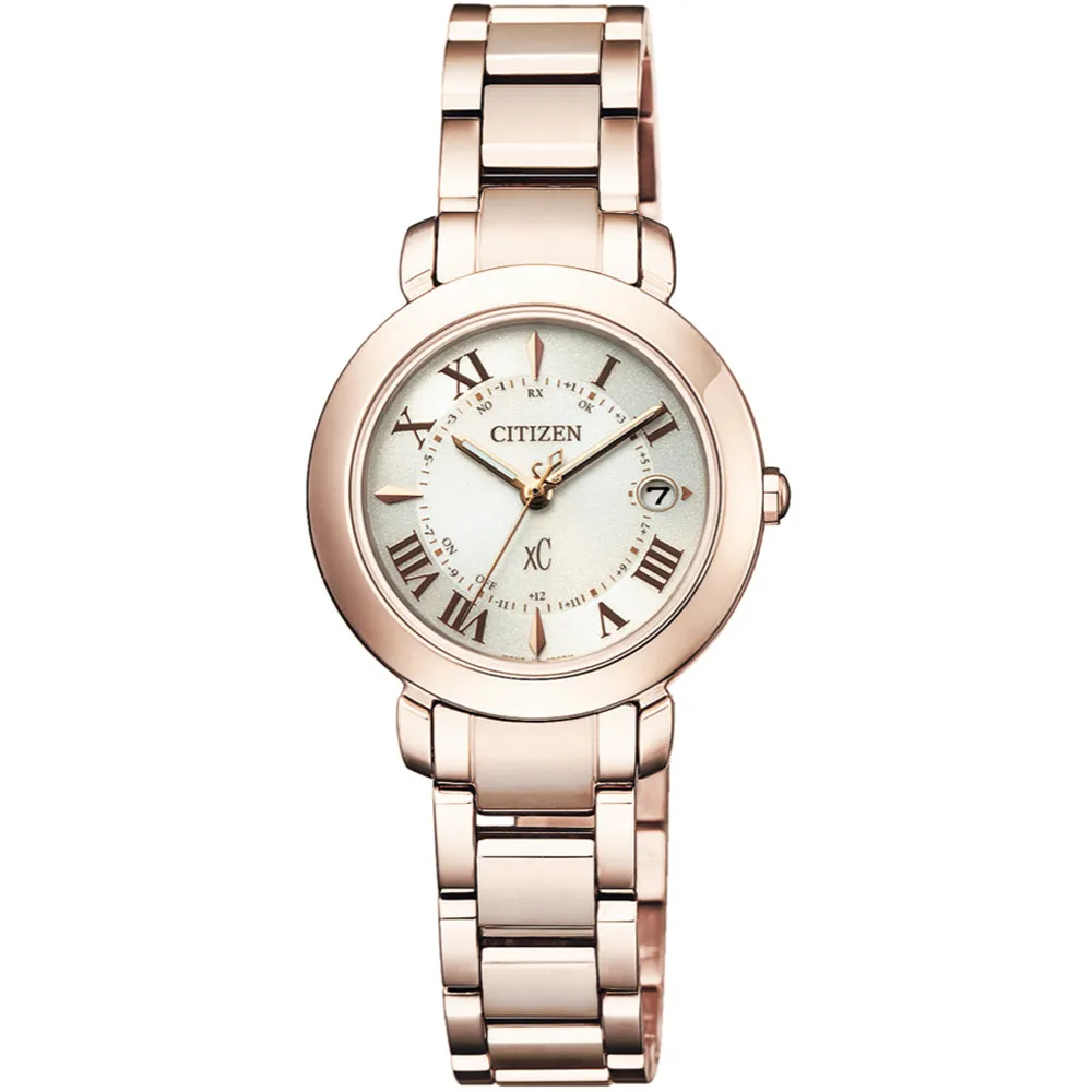 CITIZEN 星辰 xC 光動能電波對時萬年曆鈦金屬腕錶/銀X玫瑰金/29mm/ES9469-59A 歷史價格詳細信息